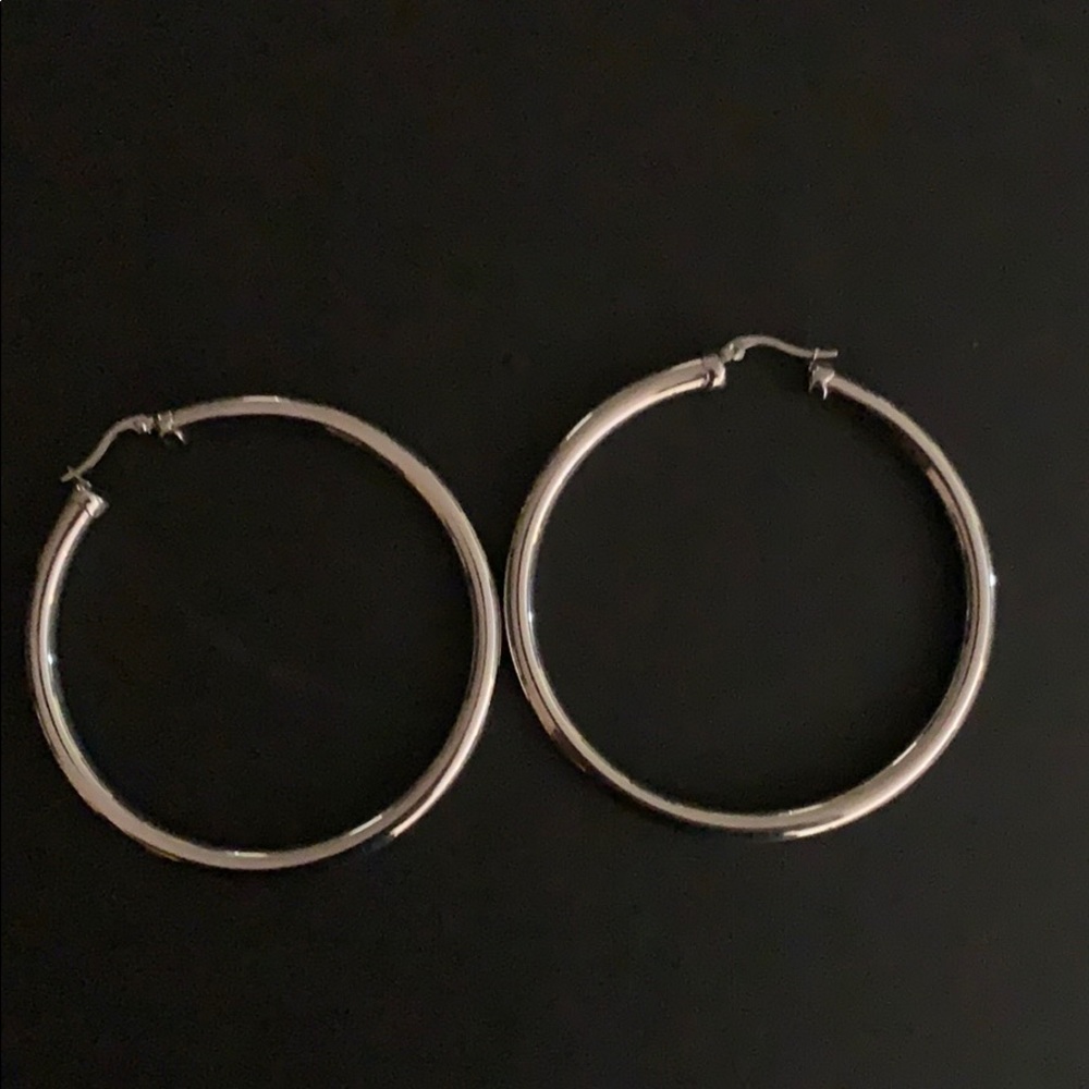 3” Silver Hoop earings